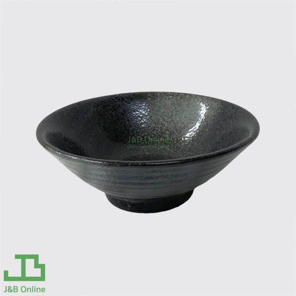 Black round ceramic bowl 7.5" Japanese stlye CL-1034
