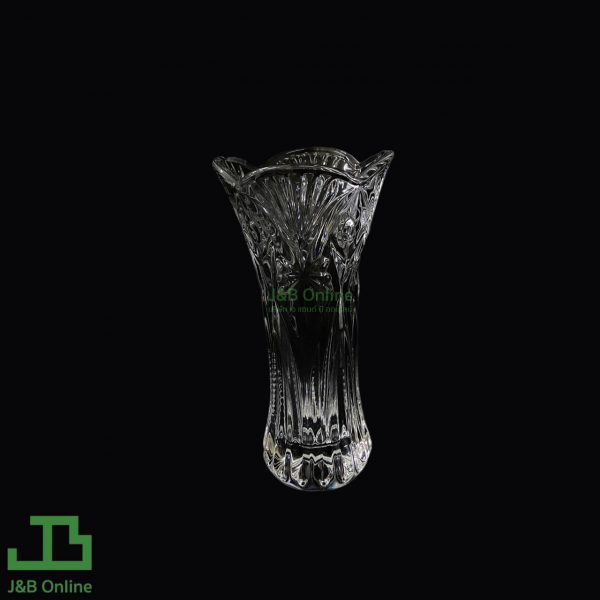 Glass vase with bloomed rim and star pattern 19cm FP064C