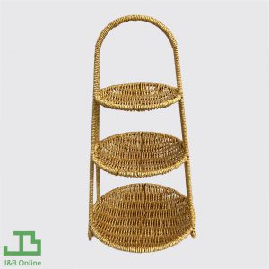 Brown Dessert Fruit Shelf Plastic Woven Basket 3 layers 16+19+22cm HG0003