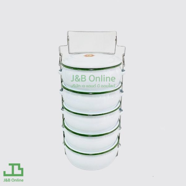 White enamel food carrier 14cm 5 layers CKC000015-W