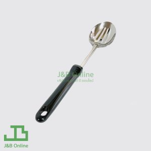 Silver stainless steel ladle 7cm with black plastic handle 103110