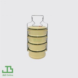 Yellow enamel food carrier 14cm 4 layers CKC000010