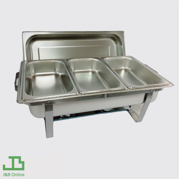 Square Stainless Steel Chafing Dish 55 cm 3 Channel SA703