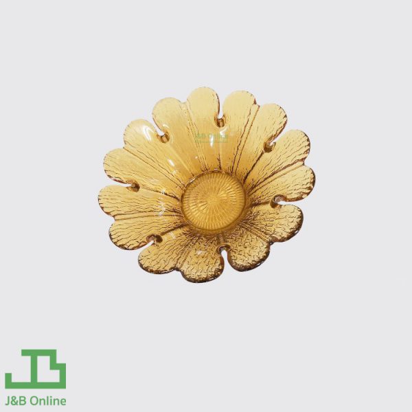 Yellow Flower-Shaped Glass Plate 6 inch KT481-YE