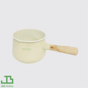 Cream enamel pot 15cm with handle CP000043