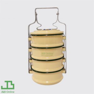 Yellow enamel food carrier 10cm 4 layers RB000030