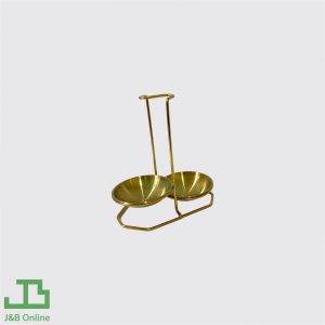 Gold Double Stainless Steel Ladle Stand with Tray 19.5cm LZG0004-G