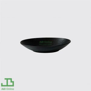 Black oval ceramic bowl 11" wood texture SXY426-BL